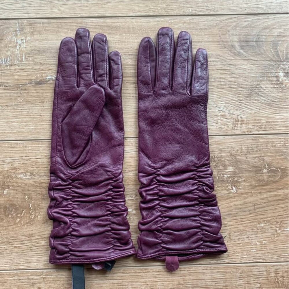 Alexandra Bartlett Genuine Leather Gloves -Women's Size Small - Plum